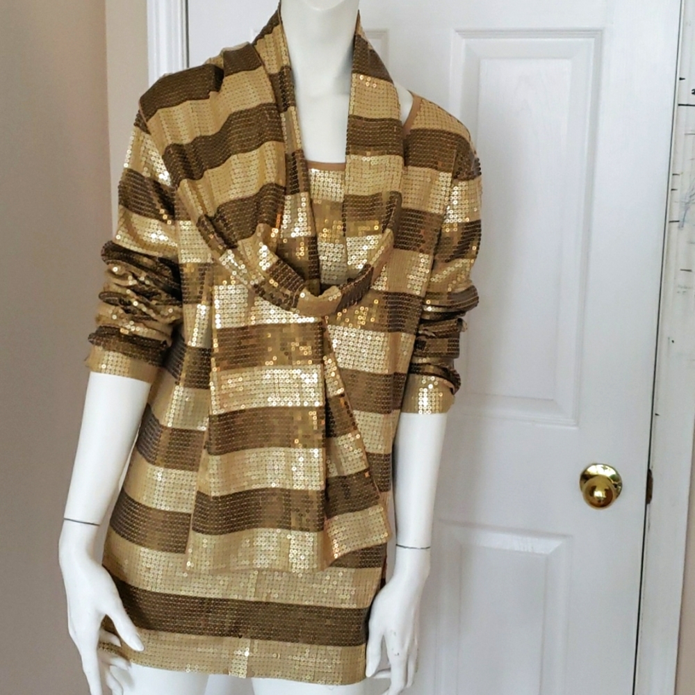 Joan Vass sequined sweater-dress ๐with shawl